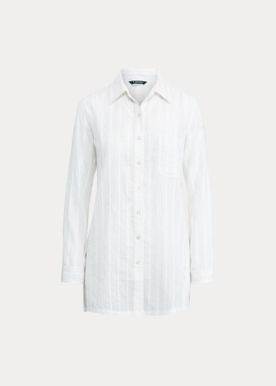 Camisa Ralph Lauren Mujer Blancos - Striped - WQFNK6048